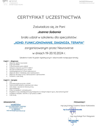 certyfikat-ADHD-joanna-sobani