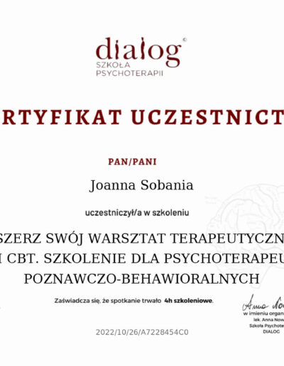 certyfikat-CBT-joanna-sobani