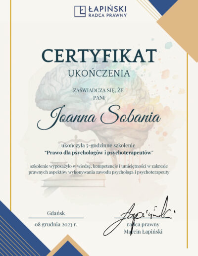 certyfikat-prawo-dla-psychologow-i-psychoterapeutow-joanna-sobani