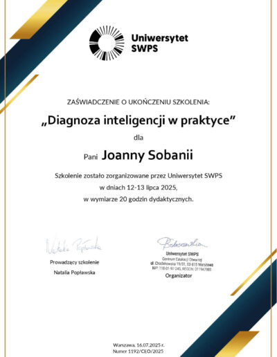 zaswiadczenie-diagnoza-inteligencji-w-praktyce-joanna-sobani