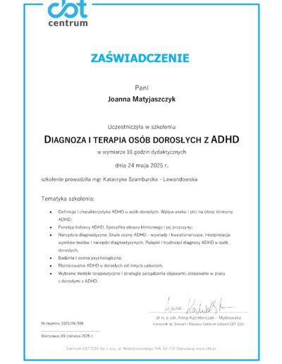 dizgnoza osób dorosłych joanna